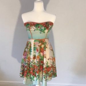 Strapless Floral Summer Dress